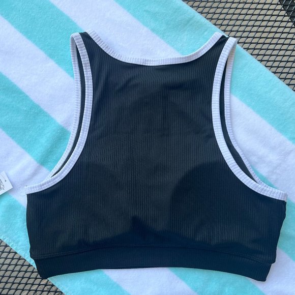 Ribbed Zip-Front Longline Bikini Swim Top NWT - Picture 5 of 11